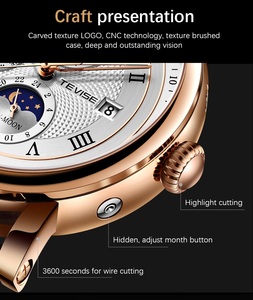 2023 Business Waterproof Mens Mechanical Watches Leather Watch for Men Moon Phase <strong>Automatic</strong> <strong>Wristwatch</strong> - Product Image 4