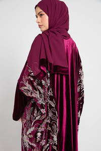 Abaya LEDUO hecha a mano con lentejuelas bordadas a medida para el Ramadán, vestido musulmán para mujer, abaya de tela de terciopelo de lujo, estilo Dubái. - Product Image 2