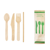 Ensemble de couverts jetables de luxe écologiques en bois biodégradable pour hôtels et restaurants – Fourchettes, cuillères, couteaux en bouleau certifié FSC à usage unique