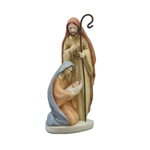 Home Decoration Poly Resin 3D Crafts Handmade Religious Nativity Figurines Resin Holy Family Statue