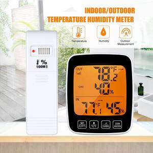 Termometer higrometer Digital nirkabel, lampu latar bertenaga baterai tampilan LCD besar untuk penggunaan rumah tangga pengukur suhu dan kelembaban - Product Image 2