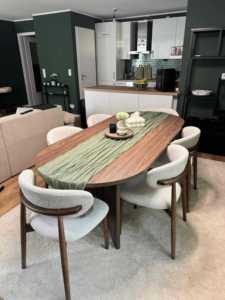 Bắc Âu Pháp Retro Hình Bầu Dục Cổ Gỗ Phòng Ăn Bàn 6 Chỗ Ngồi Óc Chó Nhà Hàng Bàn Ăn Tối Và Ghế Đặt Đồ Nội Thất Nhà Bếp - Product Image 3