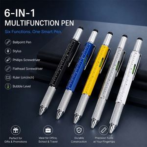 Wholesale Custom Logo <b>6</b> in 1 Multifunction Pen for Promotional Business Gift Multi Function Ballpoint Tool Ball Pens - Product Image 2
