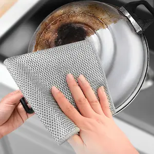 Kocean Reusable Non-Scratch Bamboo Fiber Silver Wire Cleaning Cloth For Kitchen