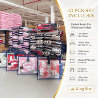 Ensemble de literie imprimé floral de luxe 13 pièces avec rideaux assortis, ensemble de draps en microfibre doux et moderne pour la maison et l'hôtel