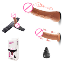 Dildo vibrant réaliste double et solide, portable avec sangle de ceinture, étanche IPX7, écologique, pour couples lesbiens, en TPE