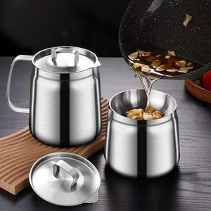 Panci penyaring minyak baja tahan karat 2 in 1 304, panci penyaring Minyak baja tahan karat dengan tutup dan jaring halus - Product Image 6