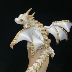 Jouet anti-stress dragon articulé en or blanc avec ailes, modèle en plastique pour adolescents et adultes - Product Image 1