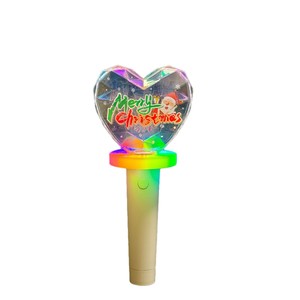 <b>Led</b> Heart Shape Glow Stick With Merry Christmas Design <b>Battery</b> Powered Cheering Prop For Concerts And Events - Product Image 1