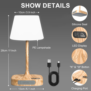 4000mAh LED Display Dimmable Shower <b>Lamp</b>, IP55 Waterproof Cordless Rechargeable Table Light,Portable Bath <b>Lamp</b> for Outdoor Use - Product Image 5