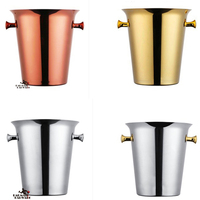 Seau à glace isotherme portable en acier inoxydable durable pour vin, boissons et bière, avec poignée