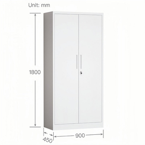 Libreria in Acciaio e Vetro Resistente con 4 Ripiani Regolabili e Porta a Battente, Armadio per Archiviazione per Casa e <span class=keywords><strong>Ufficio</strong></span>, per Uso Scolastico e in Palestra, per Officine - Product Image 4
