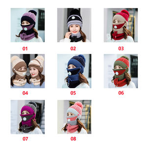 Chapeaux d'hiver à capuche épaisse <span class=keywords><strong>pour</strong></span> femmes, écharpes de Ski, en tricot, <span class=keywords><strong>pour</strong></span> faire du cyclisme, bonnet, lot de 15 pièces, AAA690 - Product Image 6