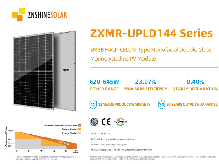 Znshine Solar Panels - Efficient 620-645W Power Solutions