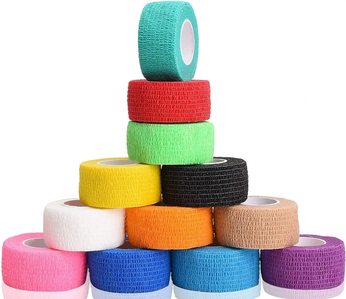 12 Colors Non-wonven Self Adhesive Bandage Wrap for Finger Guard Nail Protector, 2.5cm x 4.5m / 1" x 5yd Waterproof