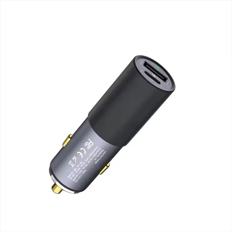 Encendedor de cigarrillos de coche Cargador de coche Puertos duales 100W USB de carga rápida Tipo C PD Adaptador de cargador de coche para teléfono inteligente para computadora portátil