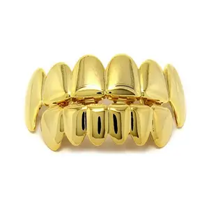 Золотые зубные грили в стиле хип-хоп, европейские золотистые накладки на зубы в стиле хип-хоп, унисекс