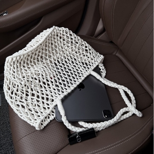 Borsa da Spiaggia Pieghevole <span class=keywords><strong>in</strong></span> <span class=keywords><strong>Corda</strong></span> di Cotone Lavorata <span class=keywords><strong>a</strong></span> <span class=keywords><strong>Mano</strong></span> all'Uncinetto e Macramè con Chiusura Aperta, Ecologica, Resistente, Morbida, con Tracolla Popolare - Product Image 6