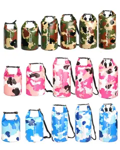 โลโก้ที่กำหนดเองการออกแบบ500D PVC Camo สี2L 3L 5L 10L 15L 20L 30L กันน้ำกันน้ำเดินป่า Dry Tube กระเป๋าเป้สะพายหลัง