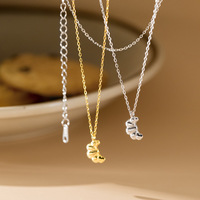S925 Mini Collier Croissant pour Femme Design de Niche Tendance avec Diamant et Or Plaqué Or pour Fiançailles ou Anniversaire