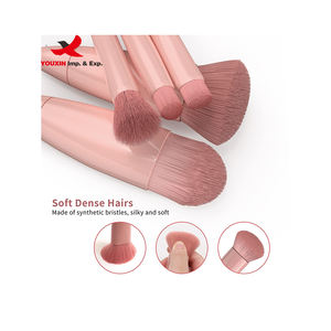 Juego de Brochas de Maquillaje Portátiles Mini, 5 Piezas, Color Rosa Suave, con Espejo, Precio Bajo, Compra Mixta - Product Image 2