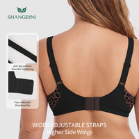 Soutien-gorge sans armatures SHANGBINI Curve Plus Size marron léopard, coupe lisse, bonnet complet, col en V, bande large, confort quotidien, OEM ODM