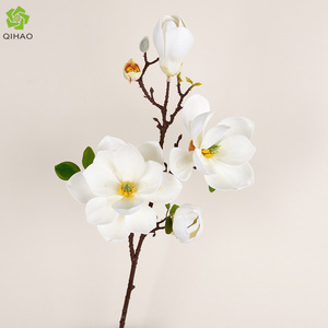Fleur artificielle de magnolia, branche unique de 100 cm de long, décoration de mariage, matériau en mousse, rose et blanc, arrangement floral - Product Image 5