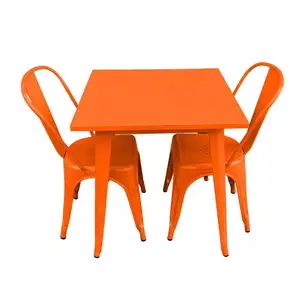 2019热卖便宜餐厅家具餐厅使用金属工业餐桌椅套装