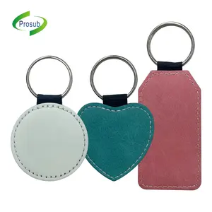 Prosub Wholesale PU Sublimation Heart Keychain Blank Custom Logo Double Side Printing Sublimation Leather Keychains