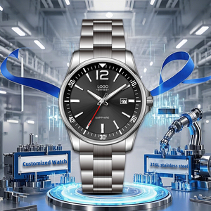 Reloj de Cuarzo para Hombre, Modelo 1345, de Acero Inoxidable, Cronógrafo Analógico con Fecha, Caja Redonda Deportiva, Cristal de Zafiro, Resistente al Agua 30M - Product Image 1