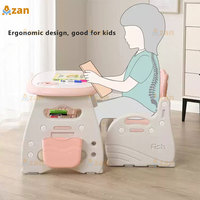 Juego de Escritorio y Silla Ergonómicos para Niños Pequeños, Mesa de Actividades Moderna de Plástico para Leer, Dibujar y Escribir, para Uso en el Dormitorio y la Escuela
