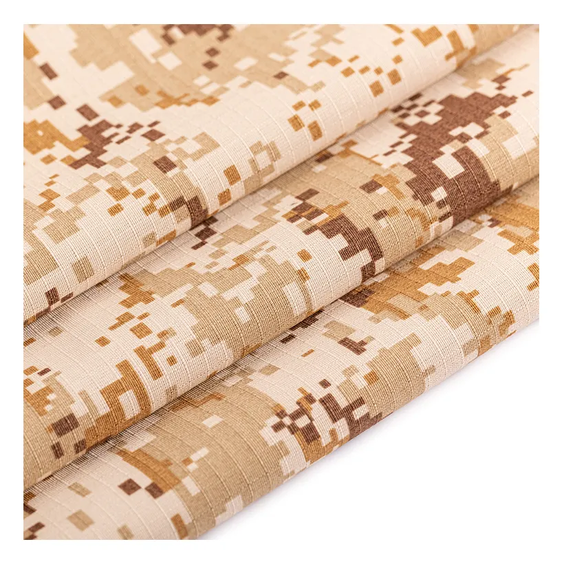 RTS T/C 8020 Poly/Cotton Digital Desert Plaid Anti Tearing Camouflage Ripstop Fabric For Uniform