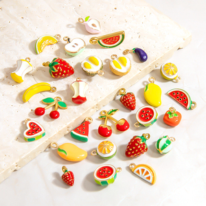 Colgantes con Forma de Fruta para la Creación de Joyería DIY |   Cherry, sandía, fresa, piña, plátano, coco, etc. chapados en oro de 18 quilates con PVD - Product Image 1