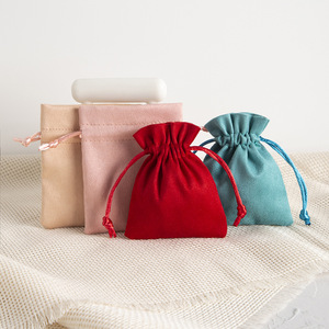 Flannel Jewelry <b>Drawstring</b> Bags 7x9cm To 15x20cm Rectangular Fabric Gift Storage <b>Pouches</b> For Earring Packaging - Product Image 4