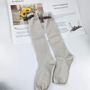 <span class=keywords><strong>Chaussettes</strong></span> décontractées en coton absorbant la transpiration, style coréen, soie brillante argentée, nœud d'oignon, automne 2025 - Product Image 3
