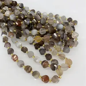 New Fashion Various Colors Natural Agate 7-8mm Faceted Spiral Twist Gemstone Crystal Loose Beads for Jewelry Making