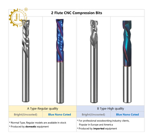 Gỗ 3/8 nén cắt Router <span class=keywords><strong>CNC</strong></span> bit cho ván ép cacbua rắn 9.5mm nén cắt lên xuống xoắn ốc 2 sáo <span class=keywords><strong>CNC</strong></span> bit - Product Image 2