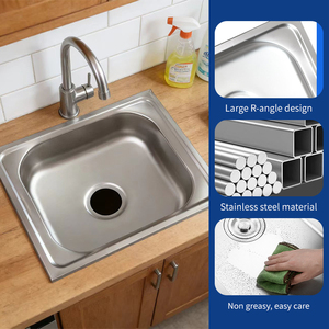 Évier de <span class=keywords><strong>cuisine</strong></span> compact en acier inoxydable de qualité supérieure à cuve unique - Évier de préparation compact à montage sur plan <span class=keywords><strong>pour</strong></span> camping-cars, studios et appartements - Product Image 2