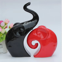 Articles décoratifs modernes, décoration d'éléphant, céramique rouge noire, articles de décoration pour la maison, le salon, la chambre à coucher