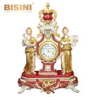 Antique Style Européen Belle Chérubin Décoré Blanc et Or Porcelaine Horloge de Table