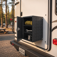 Boîte à outils en aluminium pour camping-car, montage arrière, revêtement noir en poudre, étagère de rangement à trois niveaux, support pour réchaud de camping