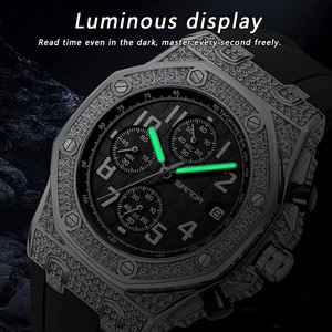 Reloj de Cuarzo para Hombre Sanda 7026, 6 Agujas, Calendario, Luminoso, Resistente al Agua, con Diamantes, Estilo Casual y de Negocios - Product Image 3