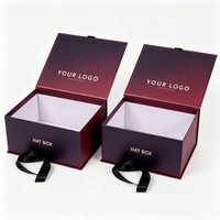 Boîte cadeau rigide magnétique pliable personnalisée, emballage en carton de luxe pour chapeaux, perruques, produits de mode avec logo, fermeture à ruban