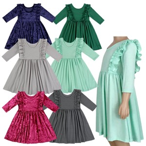 Più nuovo Velluto Del Bambino Volant maniche Lunghe 7 16 bambini bambini Twirl del Vestito del bambino della ragazza vestiti di cotone - Product Image 1