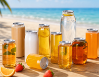 Boîte en PET transparente et légère avec couvercles en aluminium à anneau de traction pour sodas, thé, jus, bière et autres boissons, avec logo et couleur personnalisés