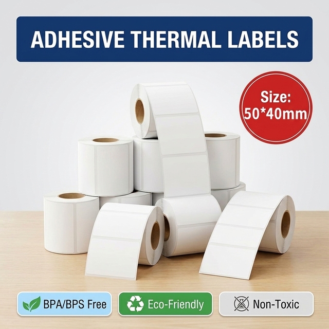 50x40mm Durable Thermal Self Adhesive Label Sticker High Quality Eco-Friendly Barcode Labels Product Identification Factory