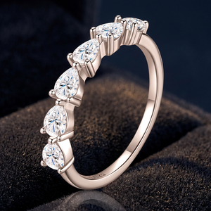 925 Sterling <b>Silver</b> Pear Cut Moissanite Five Stone <b>Ring</b> Prong Set Wedding <b>Band</b> Engagement <b>Ring</b> for Women - Product Image 4