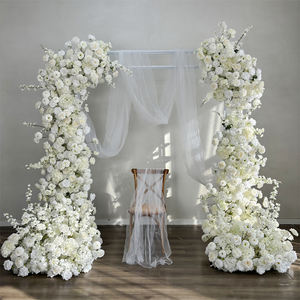 Nouvelle arche de fleurs de luxe pour mariage, arche de fleurs de mariage blanche, arche de fleurs en soie rouge rose, fond d'arche de mariage, arrangement de fond - Product Image 1