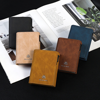 Logo Kustom OEM/ODM, Dompet Kartu Pop-Up Magnetik Kulit PU Berkualitas Tinggi Desain Pria Minimalis Tahan Lama dan Ramping