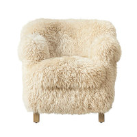 Fauteuil d'appoint individuel classique américain en peau de mouton, dossier ailé, style rustique, en bois, pour salon de villa de luxe
